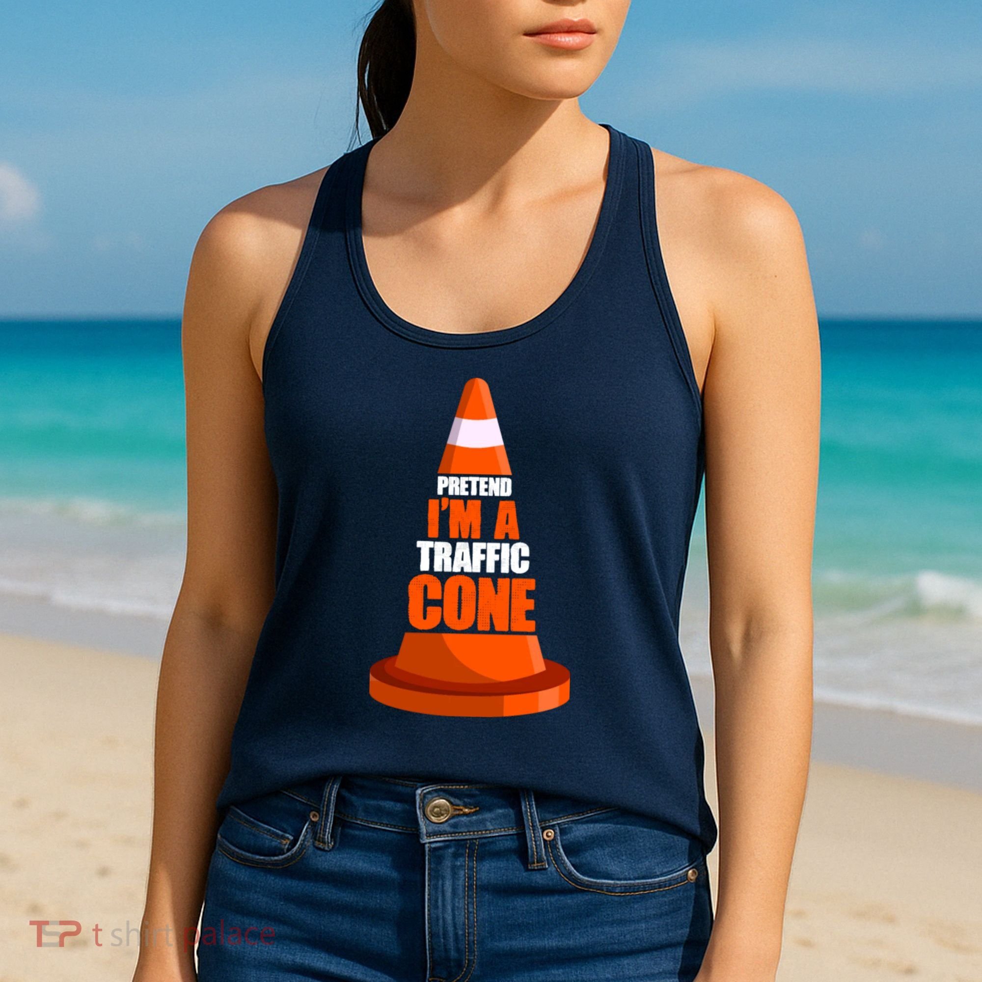 Pretend I'm A Traffic Cone Lazy Halloween Costume Women's Tank Top