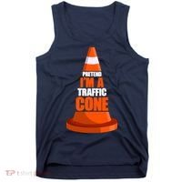 Pretend I'm A Traffic Cone Lazy Halloween Costume Tank Top thumb 0