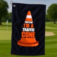 Pretend I'm A Traffic Cone Lazy Halloween Costume Golf Towel thumb 1