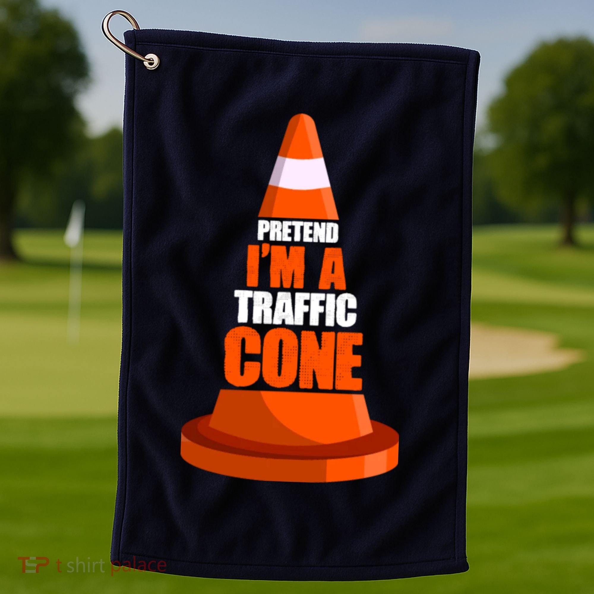 Pretend I'm A Traffic Cone Lazy Halloween Costume Golf Towel