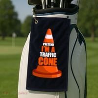 Pretend I'm A Traffic Cone Lazy Halloween Costume Golf Towel thumb 2