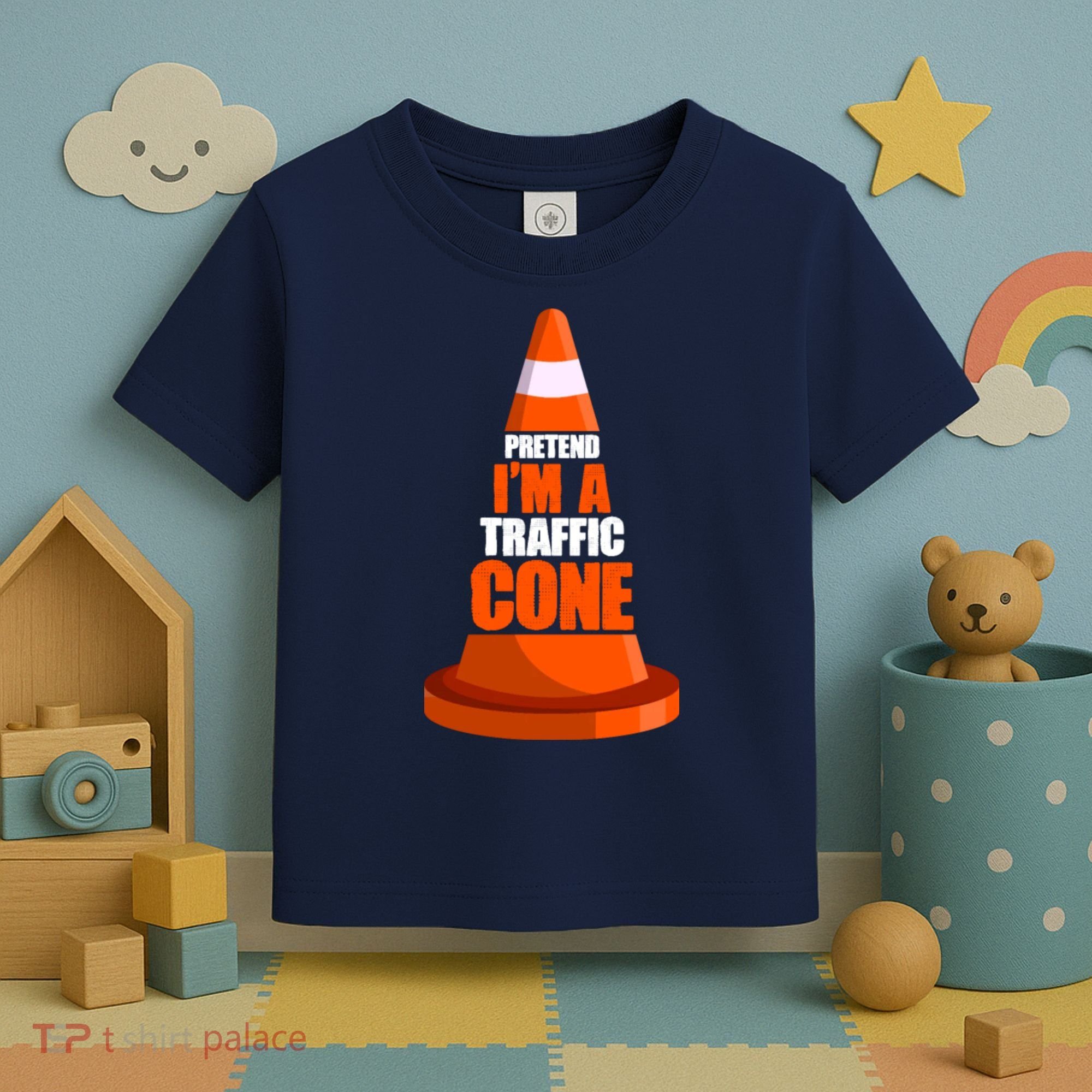 Pretend I'm A Traffic Cone Lazy Halloween Costume Toddler T-Shirt