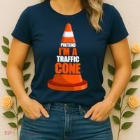 Pretend I'm A Traffic Cone Lazy Halloween Costume Women's T-Shirt thumb 2