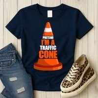 Pretend I'm A Traffic Cone Lazy Halloween Costume Women's T-Shirt thumb 3