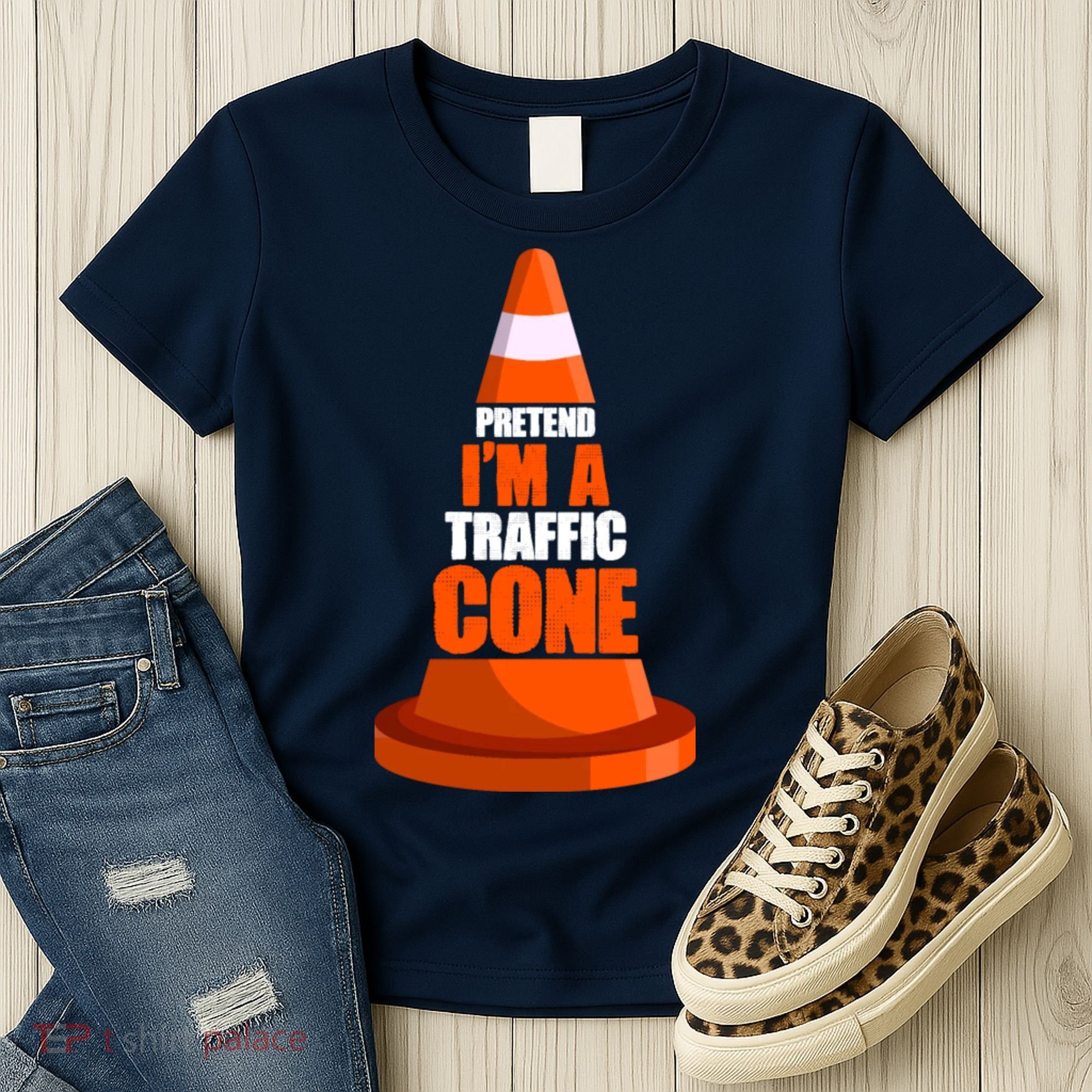 Pretend I'm A Traffic Cone Lazy Halloween Costume Women's T-Shirt