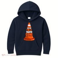 Pretend I'm A Traffic Cone Lazy Halloween Costume Kids Hoodie thumb 0