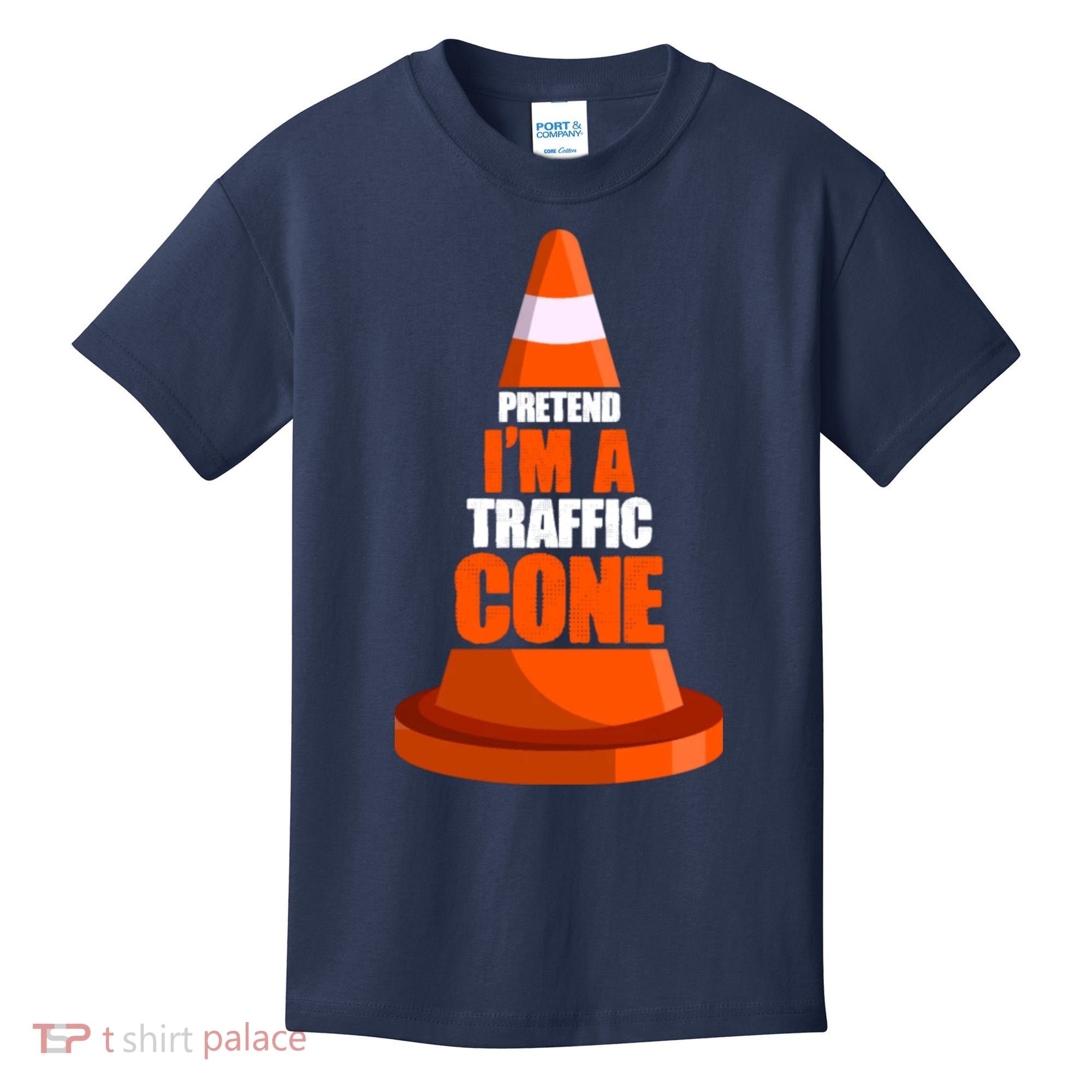 Pretend I'm A Traffic Cone Lazy Halloween Costume Kids T-Shirt