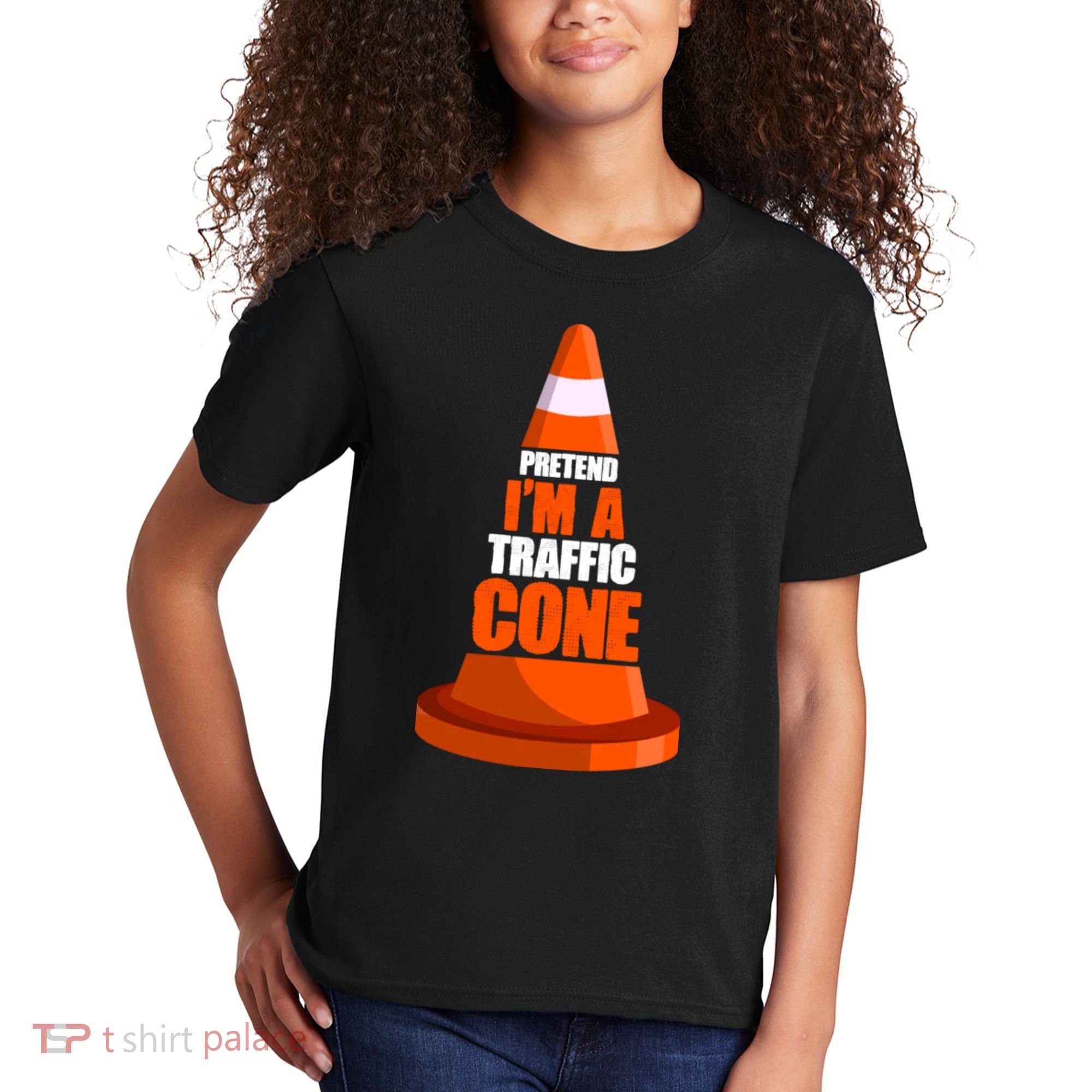 Pretend I'm A Traffic Cone Lazy Halloween Costume Kids T-Shirt