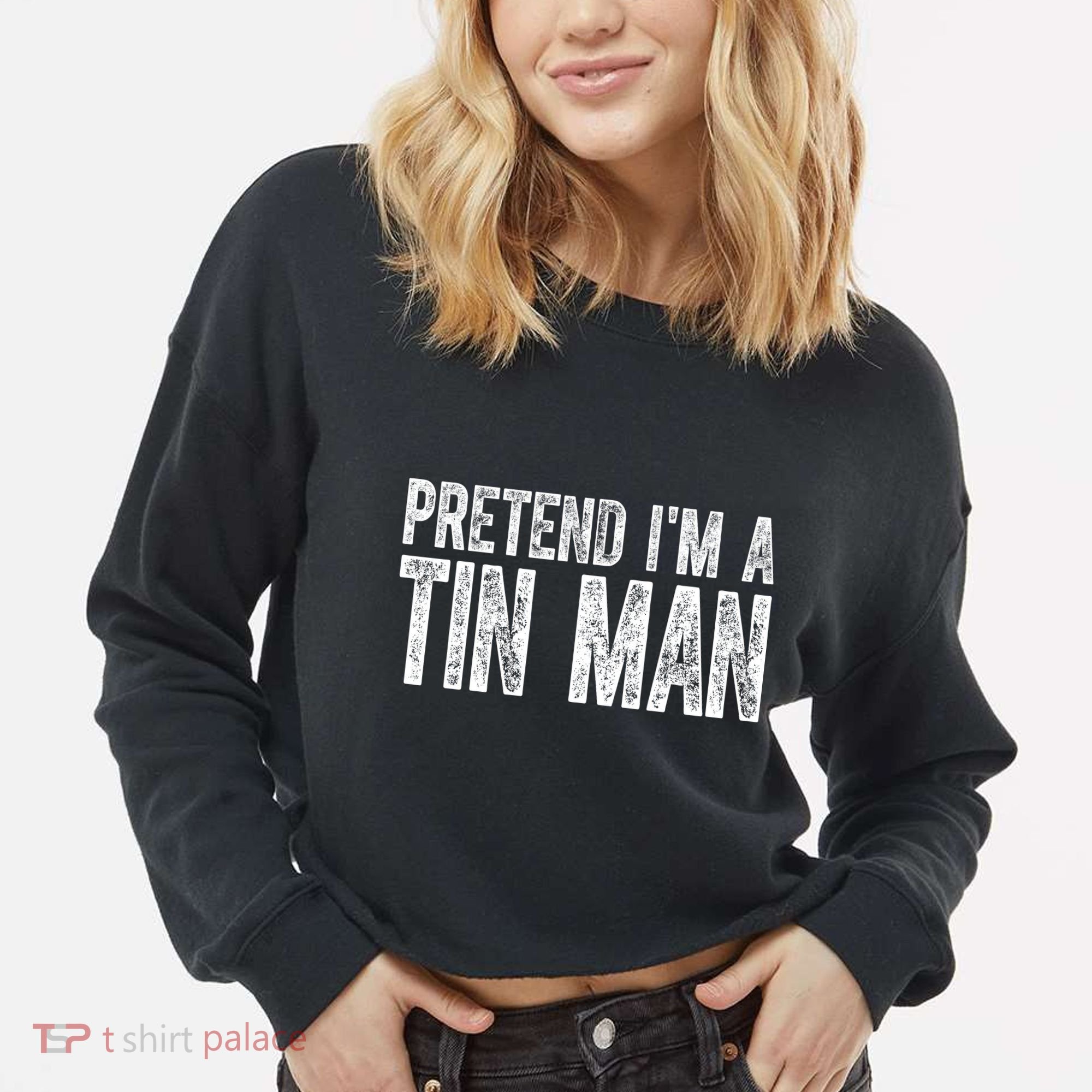 Pretend Im A Tin Man Funny Costume Cropped Pullover Crew