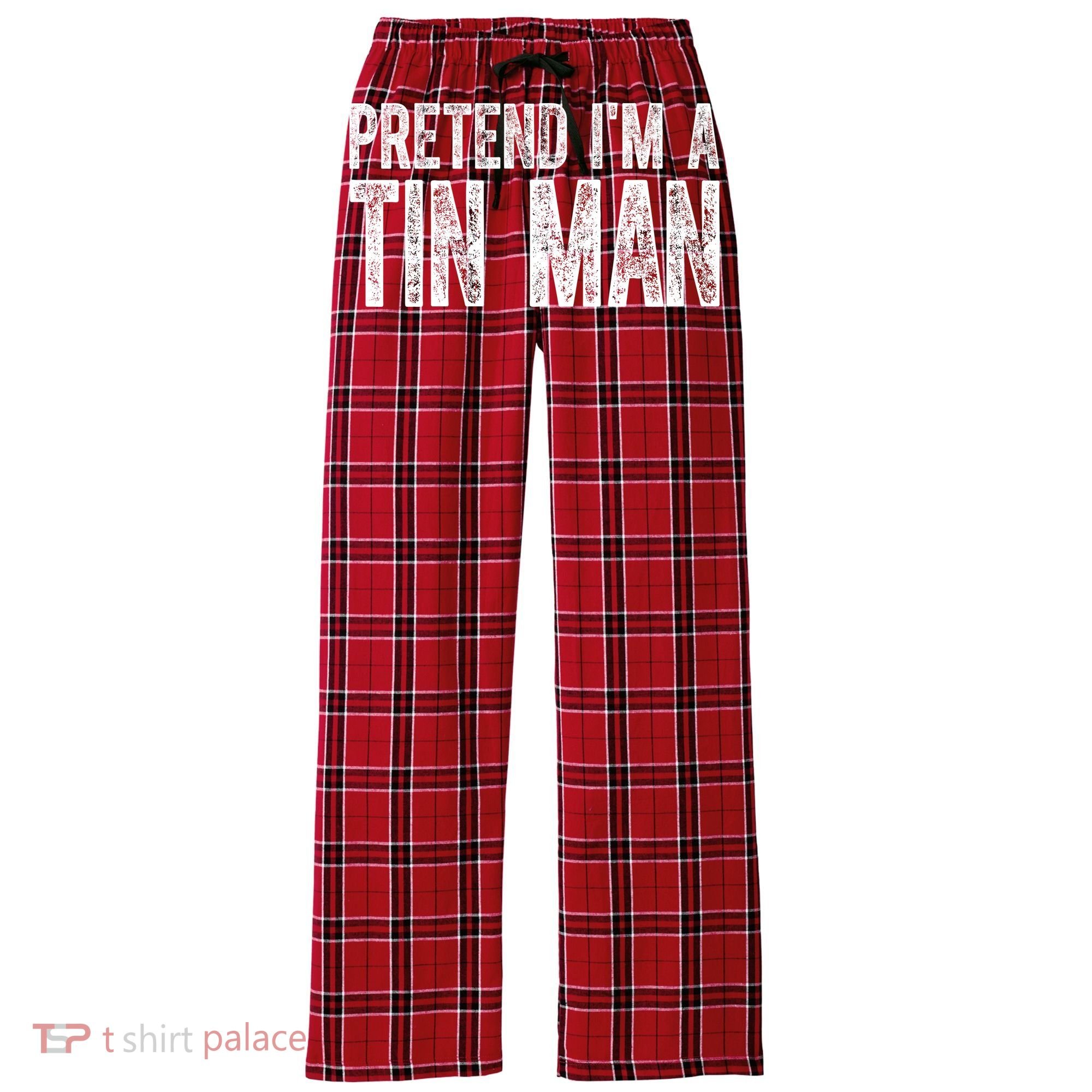 Pretend Im A Tin Man Funny Costume Women's Flannel Plaid Pajama Pants