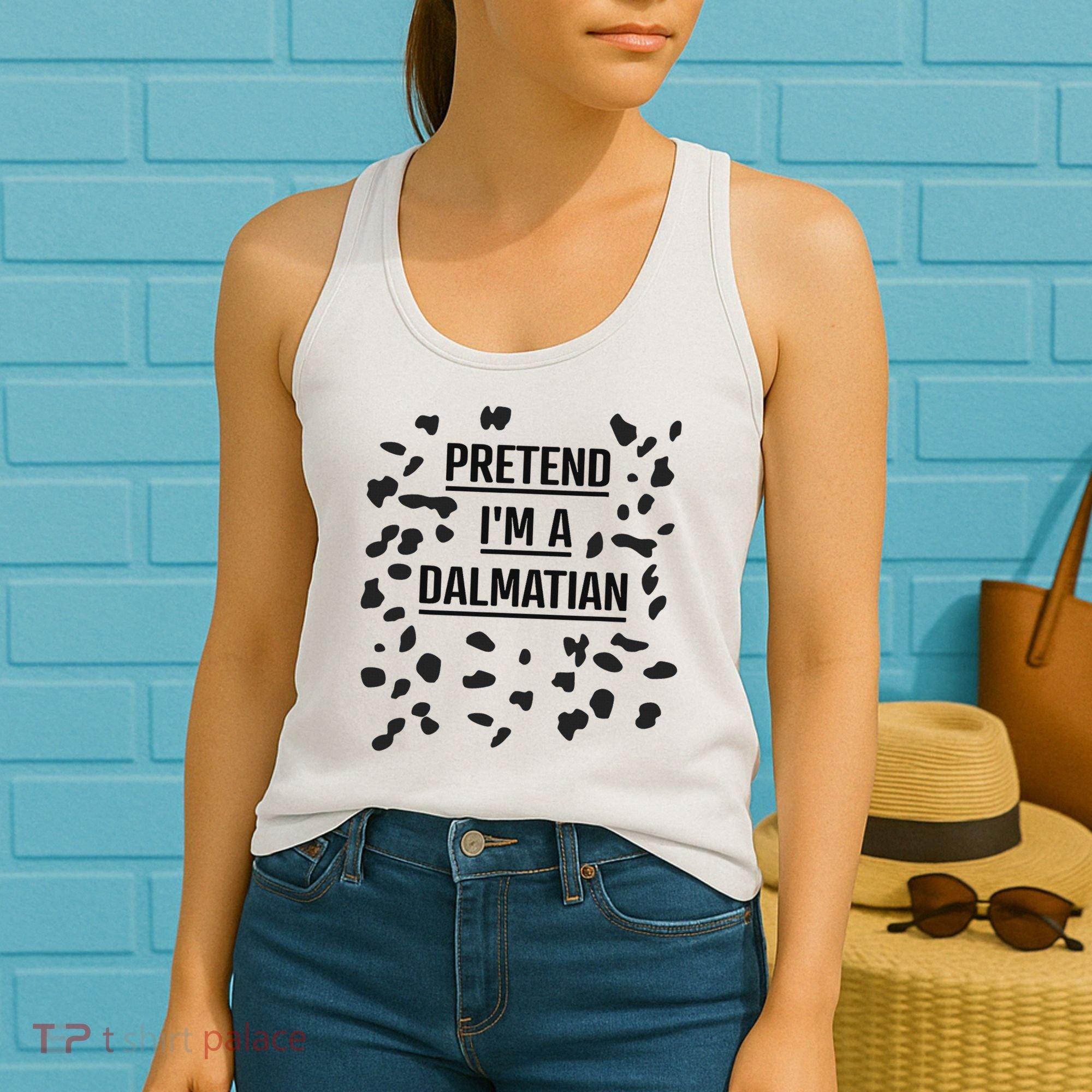 Pretend I'm A Dalmatian Funny Lazy Halloween Costume Women's Tank Top