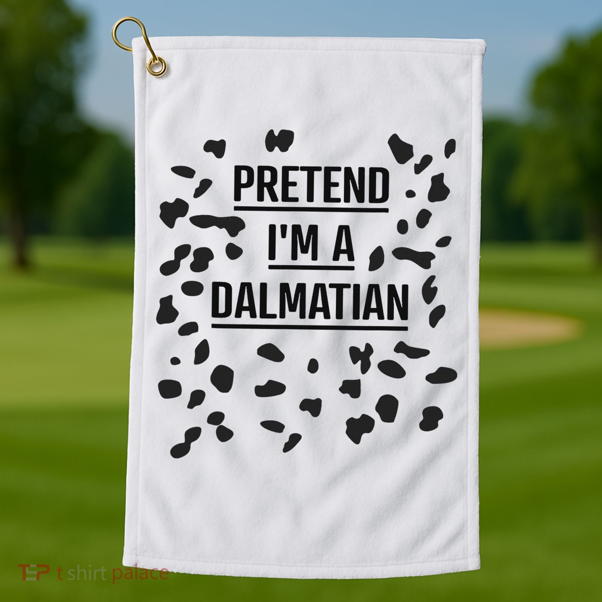 Pretend I'm A Dalmatian Funny Lazy Halloween Costume Golf Towel