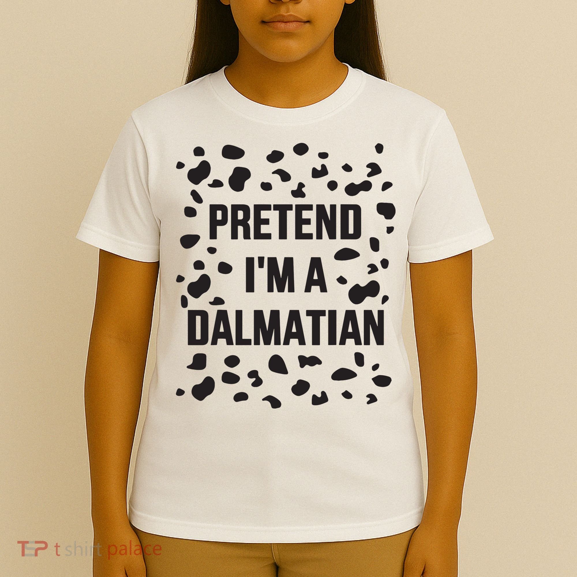 Pretend IM A Dalmatian Dog Funny Lazy Halloween Costume T-Shirt