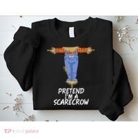 Pretend IM A Scarecrow Funny Lazy Halloween Costume Sweatshirt thumb 2