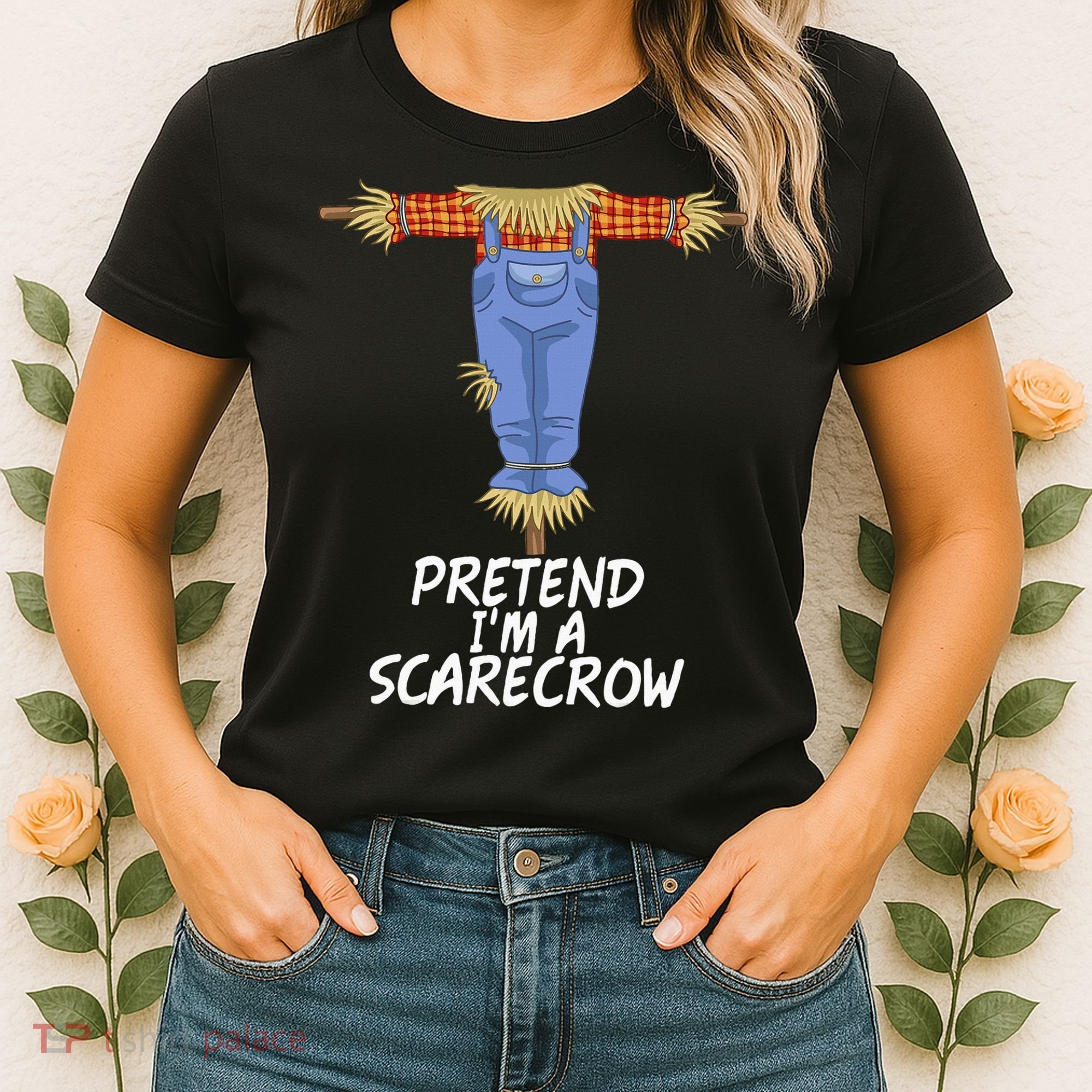 Pretend IM A Scarecrow Funny Lazy Halloween Costume Women's T-Shirt
