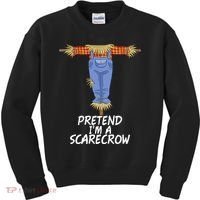 Pretend IM A Scarecrow Funny Lazy Halloween Costume Kids Sweatshirt thumb 0