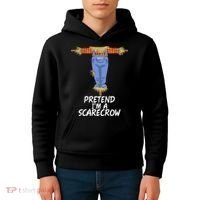 Pretend IM A Scarecrow Funny Lazy Halloween Costume Kids Hoodie thumb 4