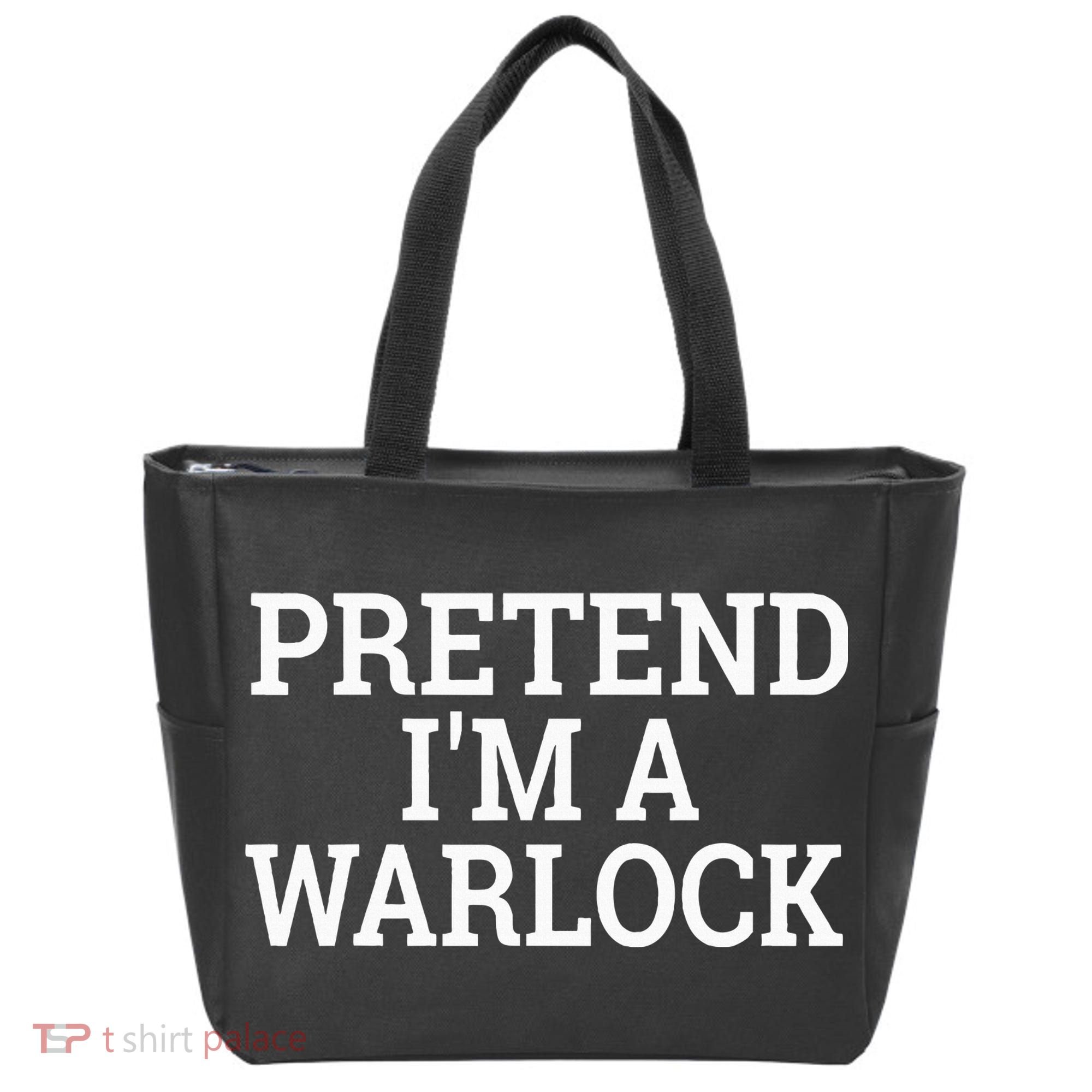Pretend IM A Warlock Lazy Halloween Easy Costume Tote Bag