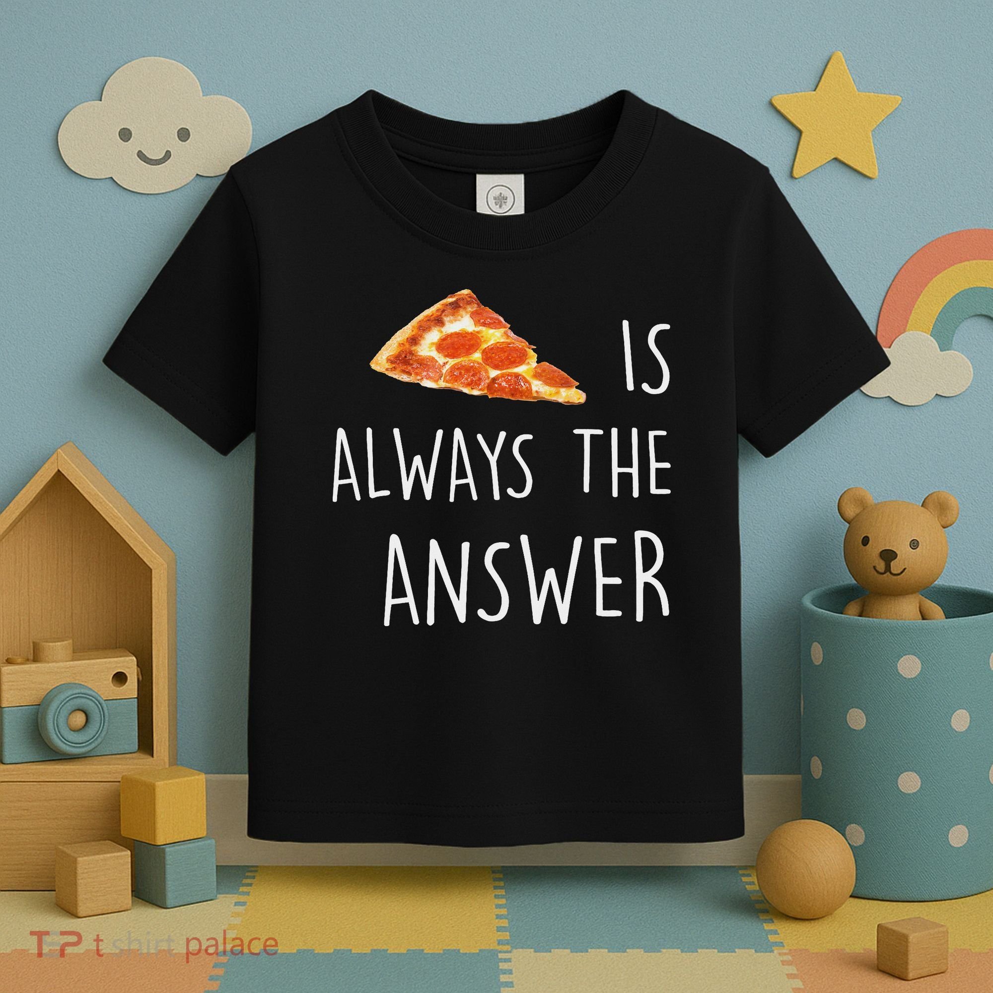 Pizza Is Always The Answer Funny Pizza Toddler T-Shirt