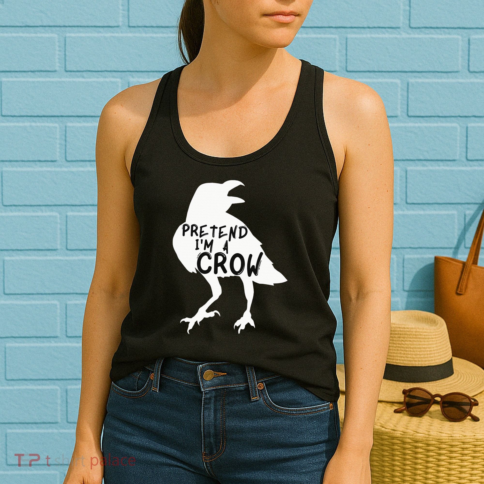 PRETEND I'M A CROW Funny Lazy Halloween Costume CROW Women's Tank Top