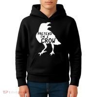PRETEND I'M A CROW Funny Lazy Halloween Costume CROW Kids Hoodie thumb 4