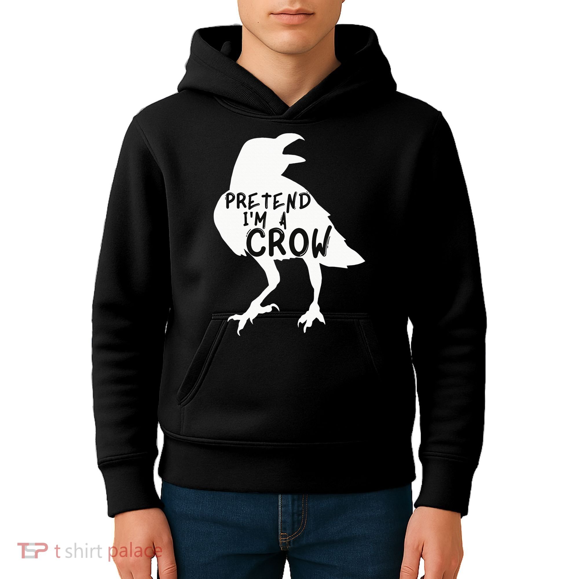 PRETEND I'M A CROW Funny Lazy Halloween Costume CROW Kids Hoodie