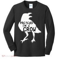 PRETEND I'M A CROW Funny Lazy Halloween Costume CROW Kids Long Sleeve Shirt thumb 0