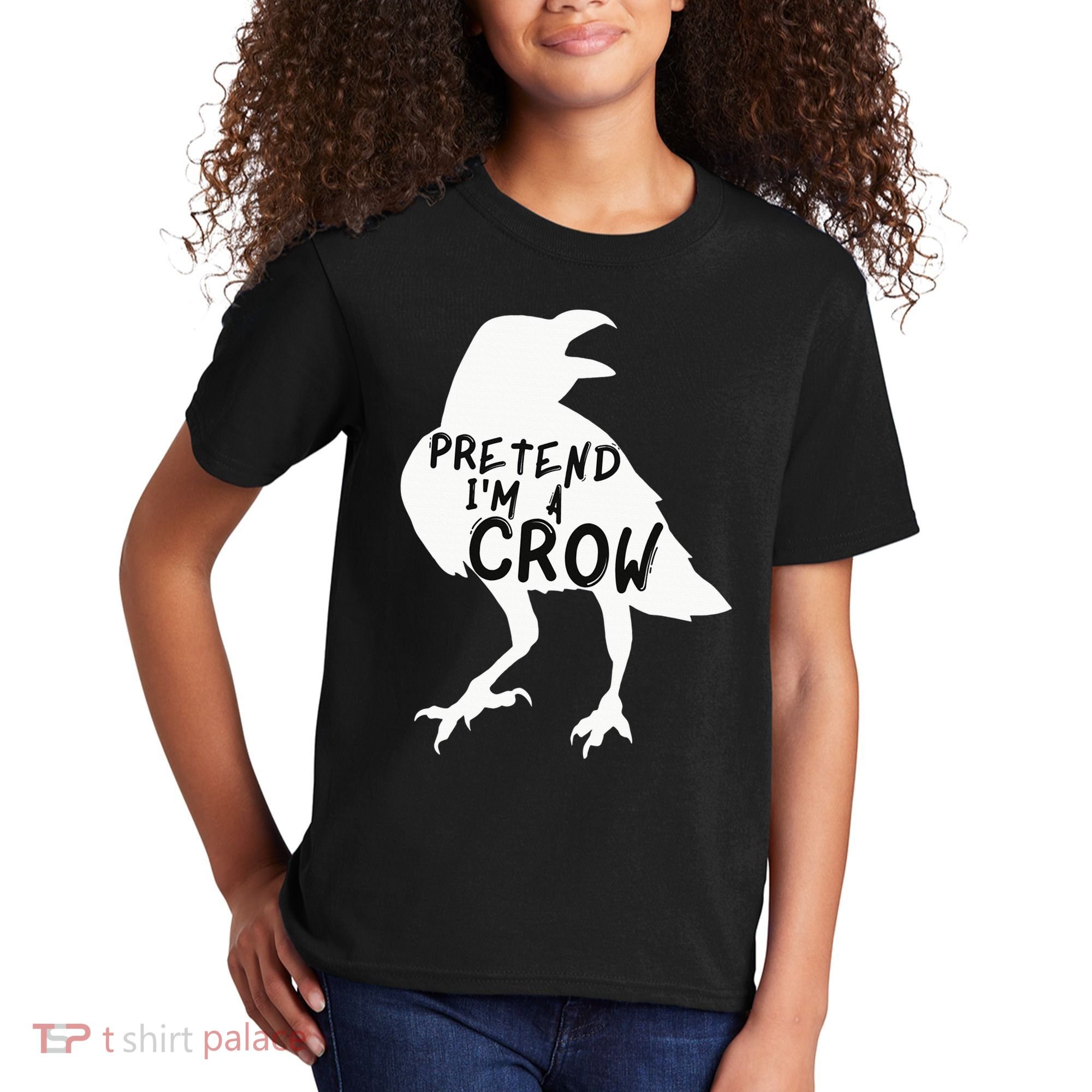 PRETEND I'M A CROW Funny Lazy Halloween Costume CROW Kids T-Shirt