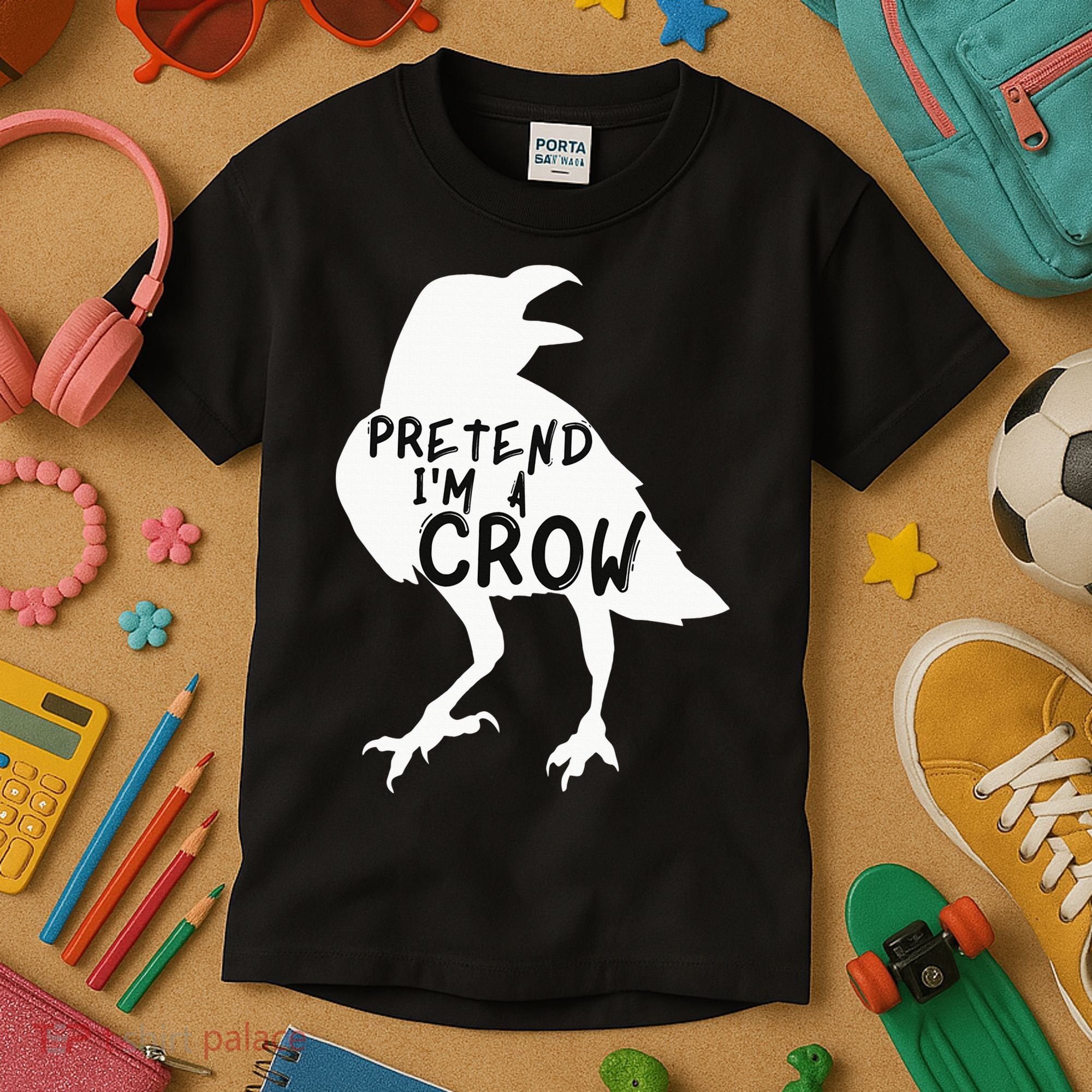 PRETEND I'M A CROW Funny Lazy Halloween Costume CROW Kids T-Shirt