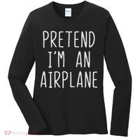 Pretend I'm Airplane Costume Halloween Lazy Easy Air Plane Women's Long Sleeve Shirt thumb 0
