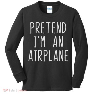 Pretend I'm Airplane Costume Halloween Lazy Easy Air Plane Kids Long Sleeve Shirt