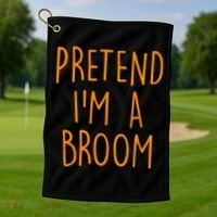 Pretend I'm A Broom Funny Easy Halloween Costume Party Golf Towel thumb 1