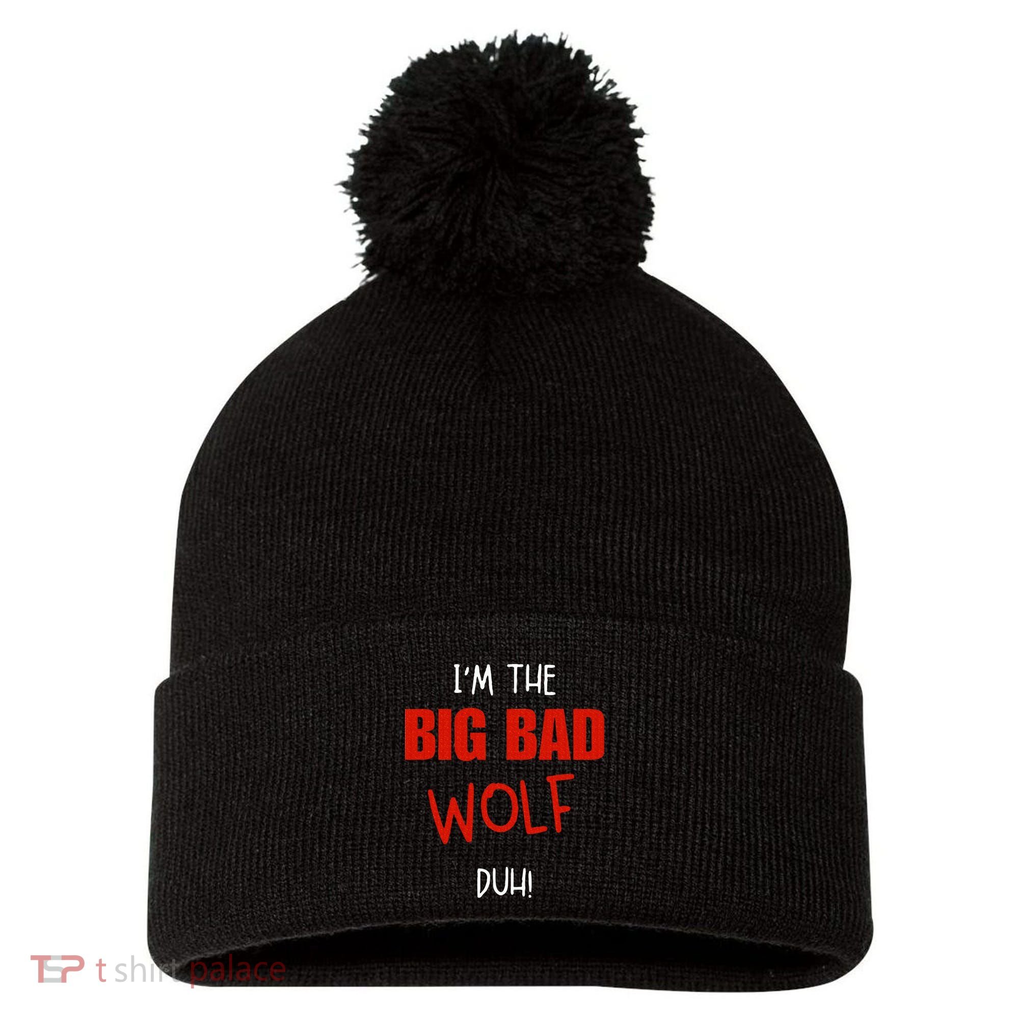 Pretend I'm a wolf costume Halloween party Pom Pom 12in Knit Beanie