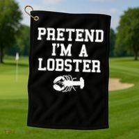 Pretend I'm A Lobster Funny Last Minute Lazy Costume Golf Towel thumb 1