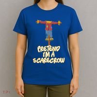 Pretend I'm a Scarecrow Halloween Lazy Scarecrow Costume T-Shirt thumb 4