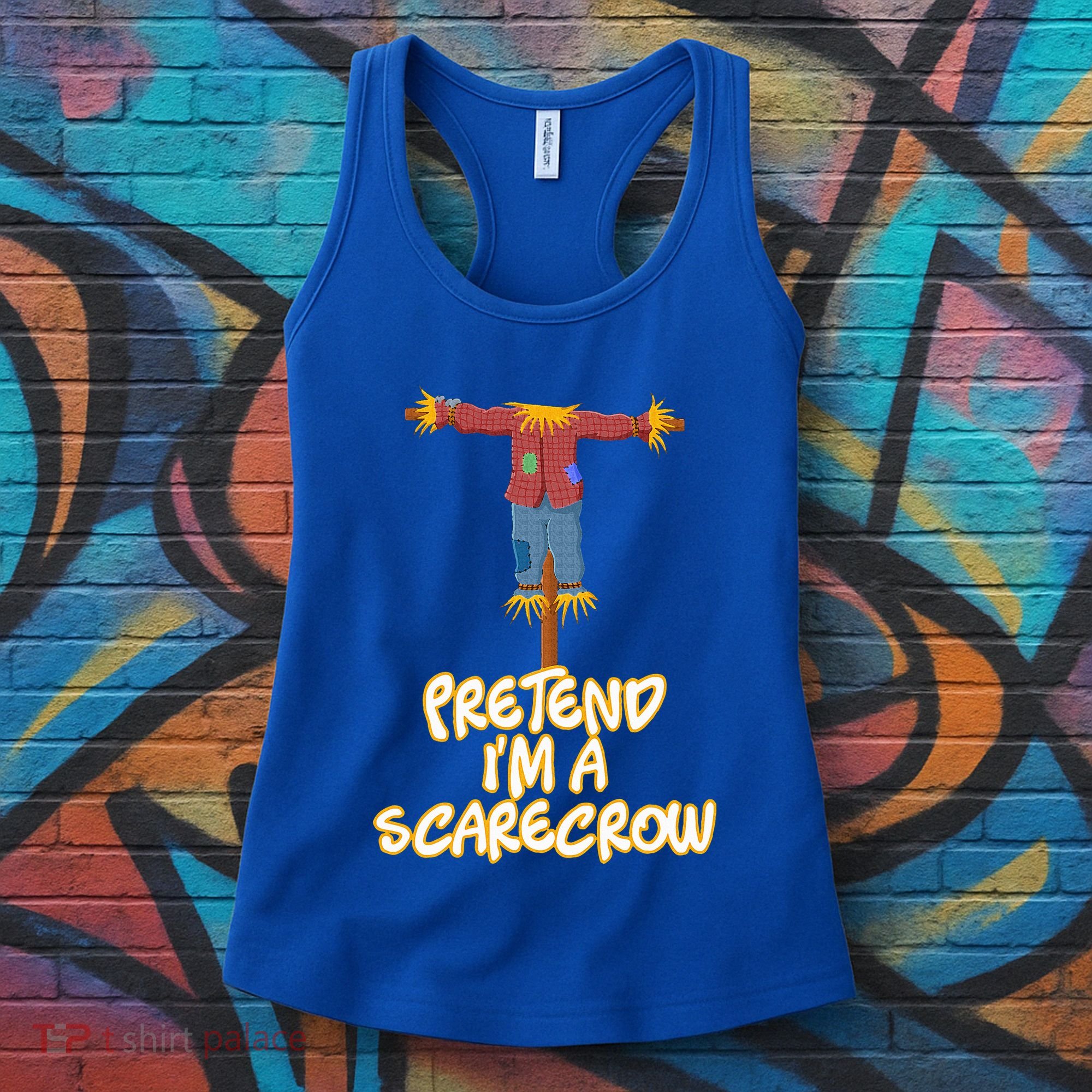 Pretend I'm a Scarecrow Halloween Lazy Scarecrow Costume Women's Tank Top