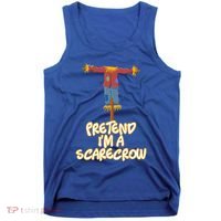 Pretend I'm a Scarecrow Halloween Lazy Scarecrow Costume Tank Top thumb 0