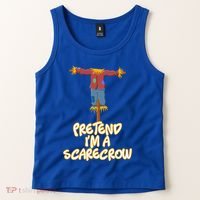 Pretend I'm a Scarecrow Halloween Lazy Scarecrow Costume Tank Top thumb 2