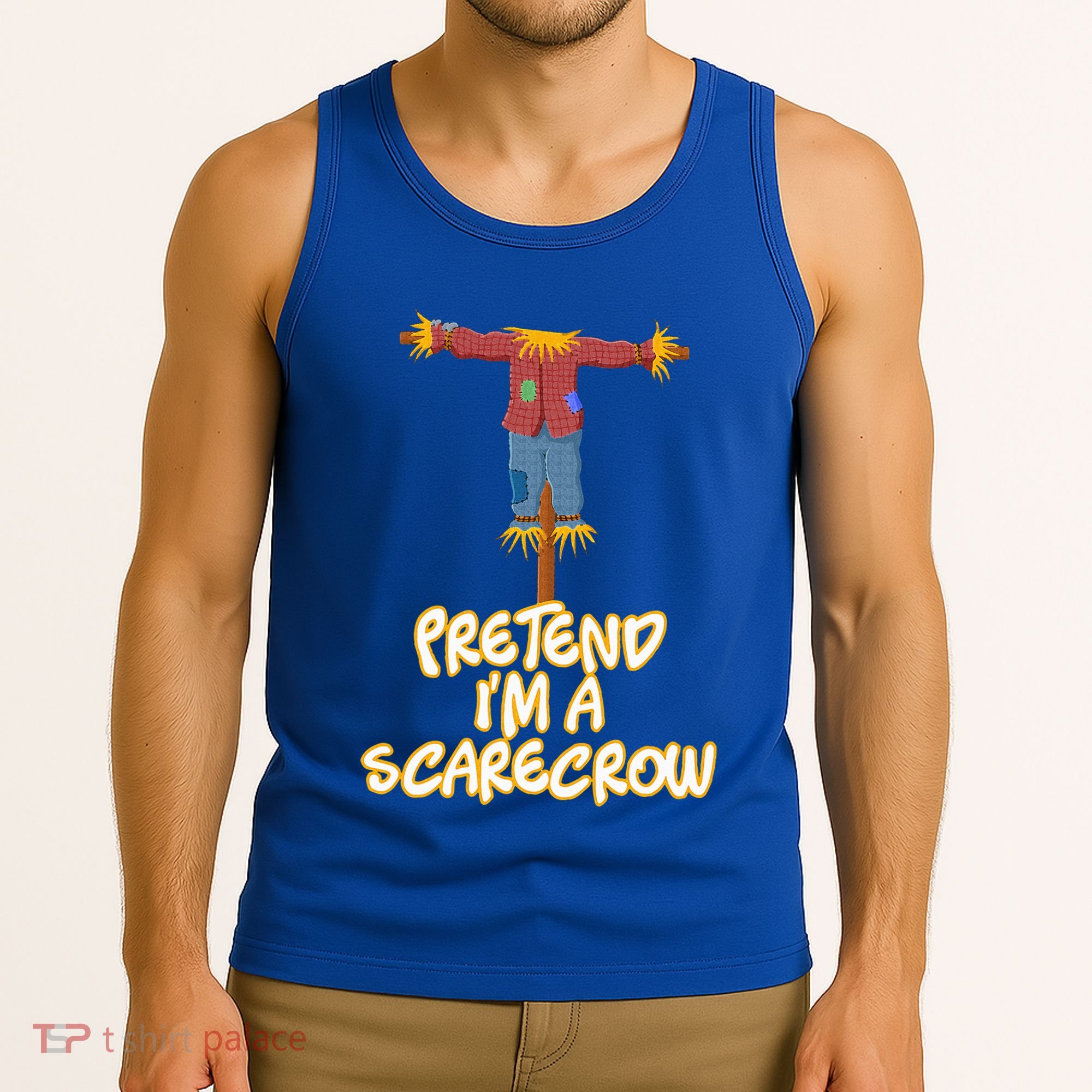 Pretend I'm a Scarecrow Halloween Lazy Scarecrow Costume Tank Top