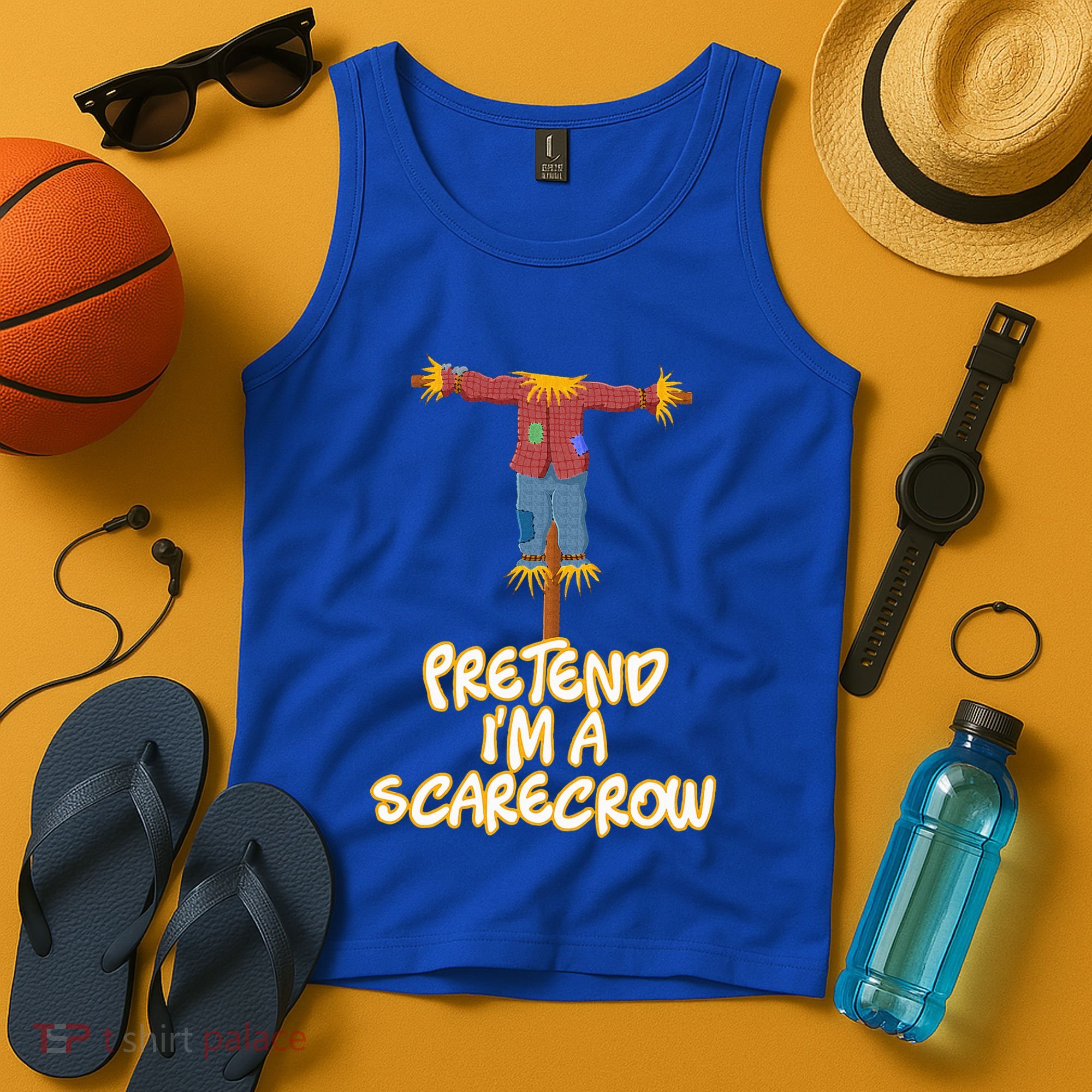 Pretend I'm a Scarecrow Halloween Lazy Scarecrow Costume Tank Top