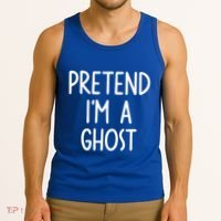 Pretend I'm A Ghost Costume Halloween Lazy Easy Tank Top thumb 3