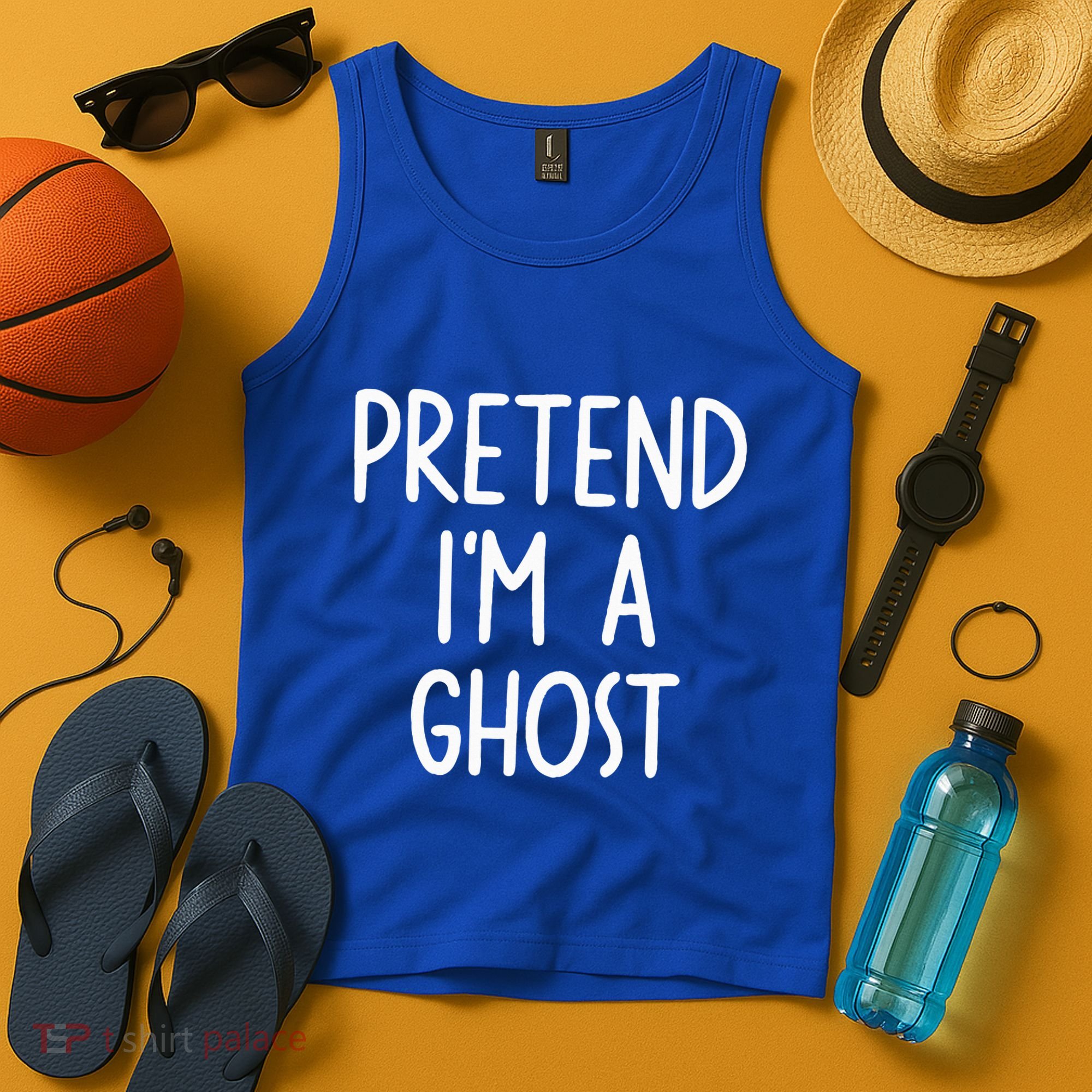 Pretend I'm A Ghost Costume Halloween Lazy Easy Tank Top