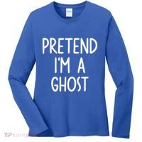 Pretend I'm A Ghost Costume Halloween Lazy Easy Women's Long Sleeve Shirt thumb 0