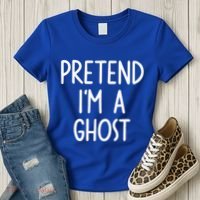 Pretend I'm A Ghost Costume Halloween Lazy Easy Women's T-Shirt thumb 3