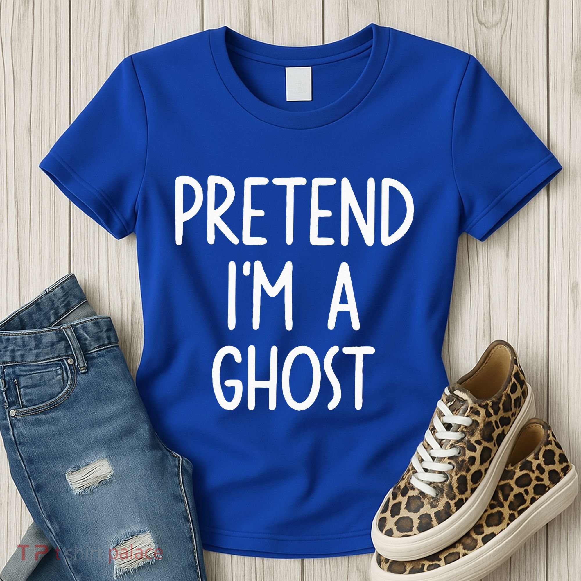 Pretend I'm A Ghost Costume Halloween Lazy Easy Women's T-Shirt