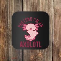 Pretend I'm An Axolotl Funny Lazy Halloween Costume  Coaster thumb 0