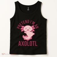 Pretend I'm An Axolotl Funny Lazy Halloween Costume  Tank Top thumb 2