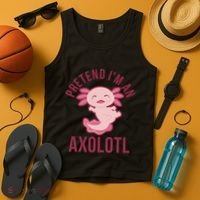 Pretend I'm An Axolotl Funny Lazy Halloween Costume  Tank Top thumb 4