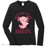 Pretend I'm An Axolotl Funny Lazy Halloween Costume  Women's Long Sleeve Shirt thumb 0