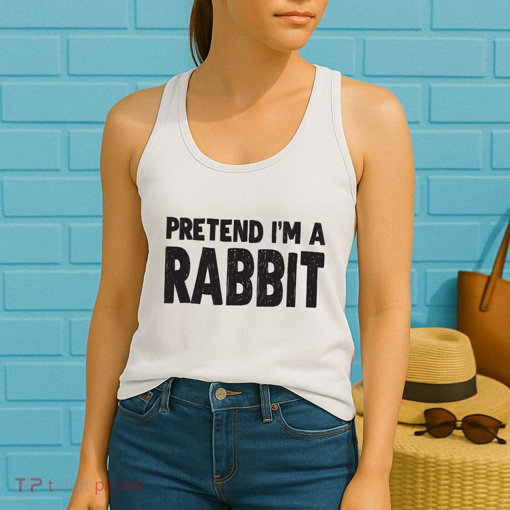 Pretend I'm A Rabbit Easy Halloween Costume Women's Tank Top